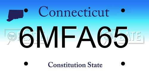 6MFA65 Connecticut License Plate