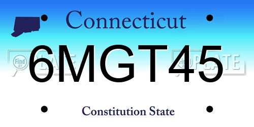 6MGT45 Connecticut License Plate