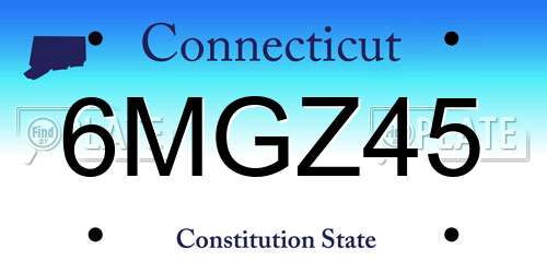 6MGZ45 Connecticut License Plate