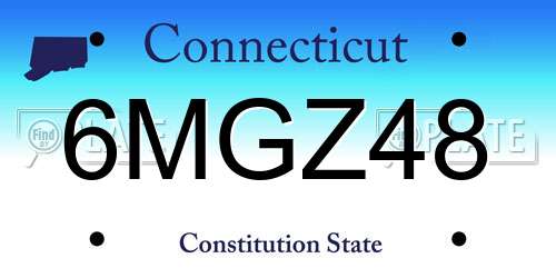 6MGZ48 Connecticut License Plate
