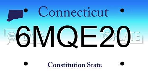 6MQE20 Connecticut License Plate