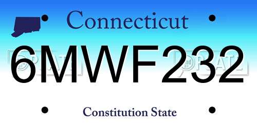 6MWF232 Connecticut License Plate
