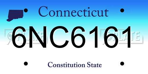 6NC6161 Connecticut License Plate