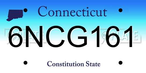 6NCG161 Connecticut License Plate