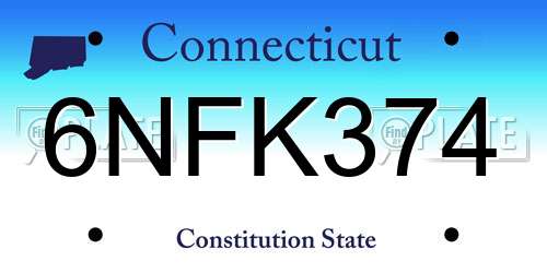 6NFK374 Connecticut License Plate