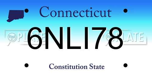6NLI78 Connecticut License Plate