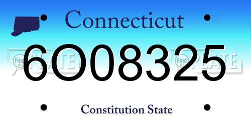6O08325 Connecticut License Plate
