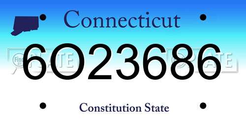 6O23686 Connecticut License Plate