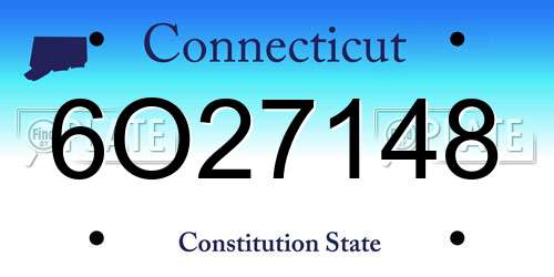 6O27148 Connecticut License Plate