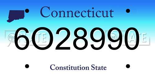 6O28990 Connecticut License Plate
