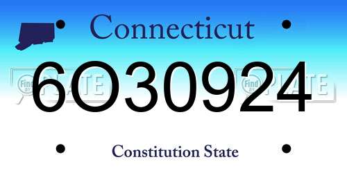 6O30924 Connecticut License Plate