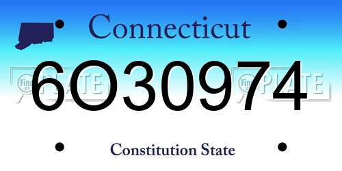 6O30974 Connecticut License Plate