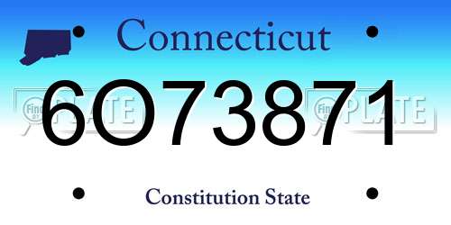 6O73871 Connecticut License Plate