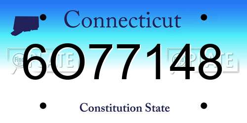 6O77148 Connecticut License Plate