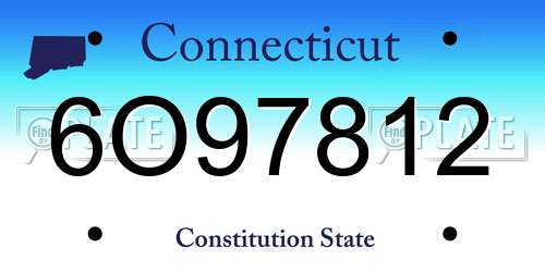 6O97812 Connecticut License Plate