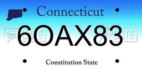 6OAX83 Connecticut License Plate