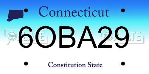 6OBA29 Connecticut License Plate