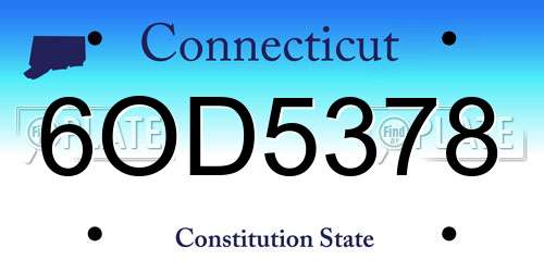 6OD5378 Connecticut License Plate