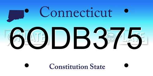 6ODB375 Connecticut License Plate