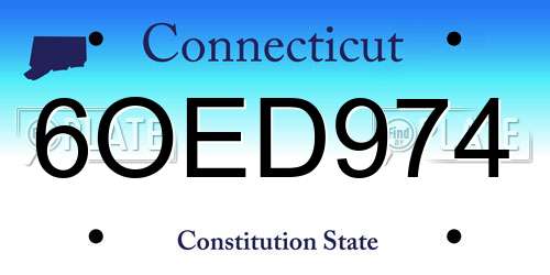 6OED974 Connecticut License Plate
