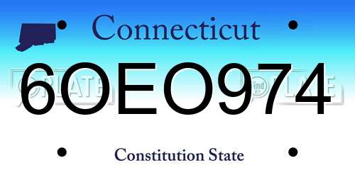 6OEO974 Connecticut License Plate
