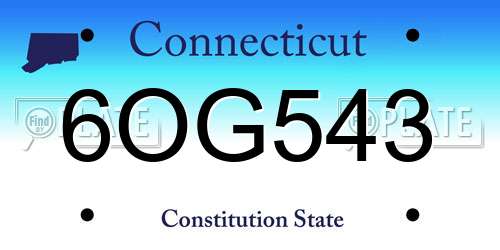 6OG543 Connecticut License Plate
