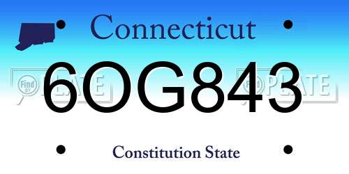 6OG843 Connecticut License Plate