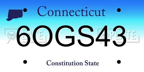 6OGS43 Connecticut License Plate