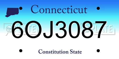6OJ3087 Connecticut License Plate