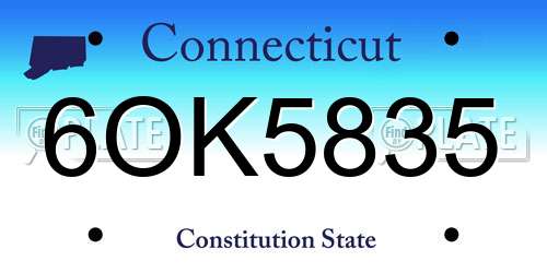 6OK5835 Connecticut License Plate
