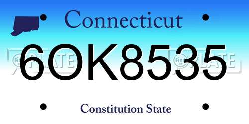 6OK8535 Connecticut License Plate