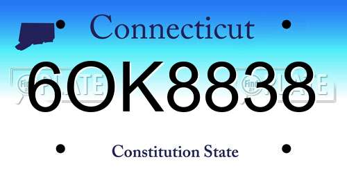 6OK8838 Connecticut License Plate