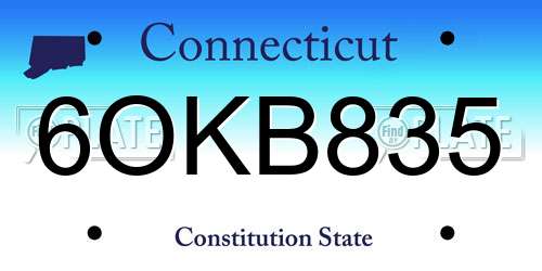6OKB835 Connecticut License Plate
