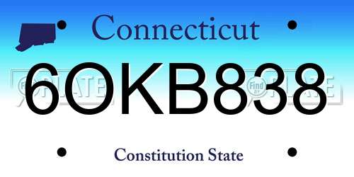 6OKB838 Connecticut License Plate