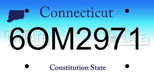 6OM2971 Connecticut License Plate