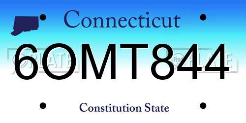 6OMT844 Connecticut License Plate