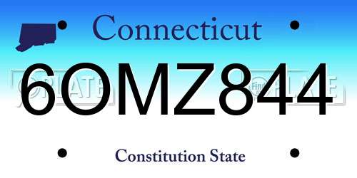 6OMZ844 Connecticut License Plate