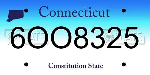6OO8325 Connecticut License Plate