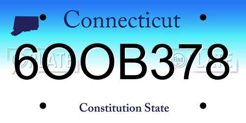 6OOB378 Connecticut License Plate