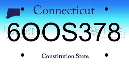 6OOS378 Connecticut License Plate