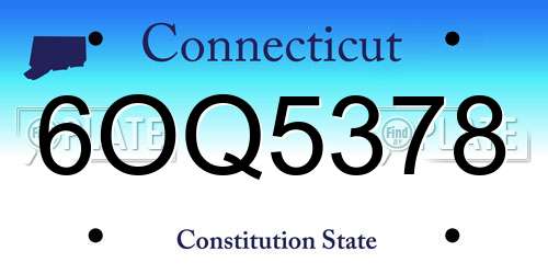 6OQ5378 Connecticut License Plate