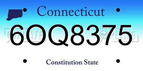 6OQ8375 Connecticut License Plate