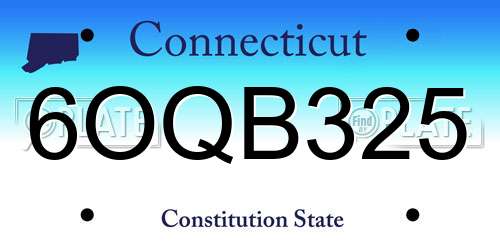 6OQB325 Connecticut License Plate