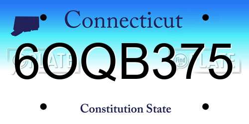 6OQB375 Connecticut License Plate