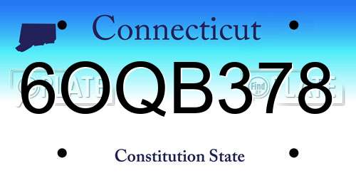 6OQB378 Connecticut License Plate