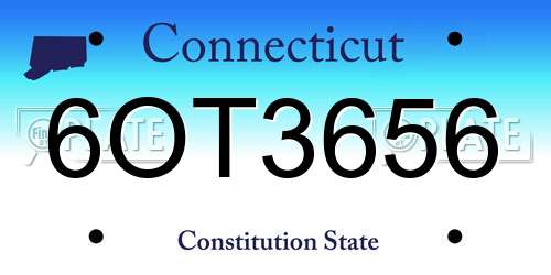 6OT3656 Connecticut License Plate