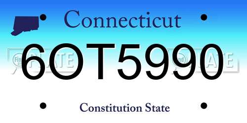 6OT5990 Connecticut License Plate