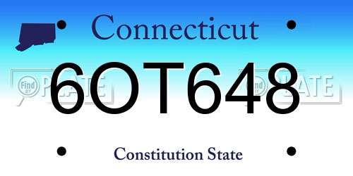6OT648 Connecticut License Plate