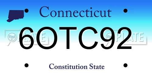 6OTC92 Connecticut License Plate