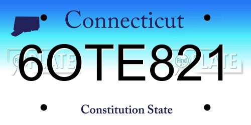 6OTE821 Connecticut License Plate